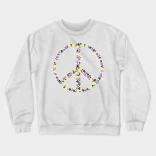 Floral Peace Sign - Discreet Nonbinary Pride Crewneck Sweatshirt